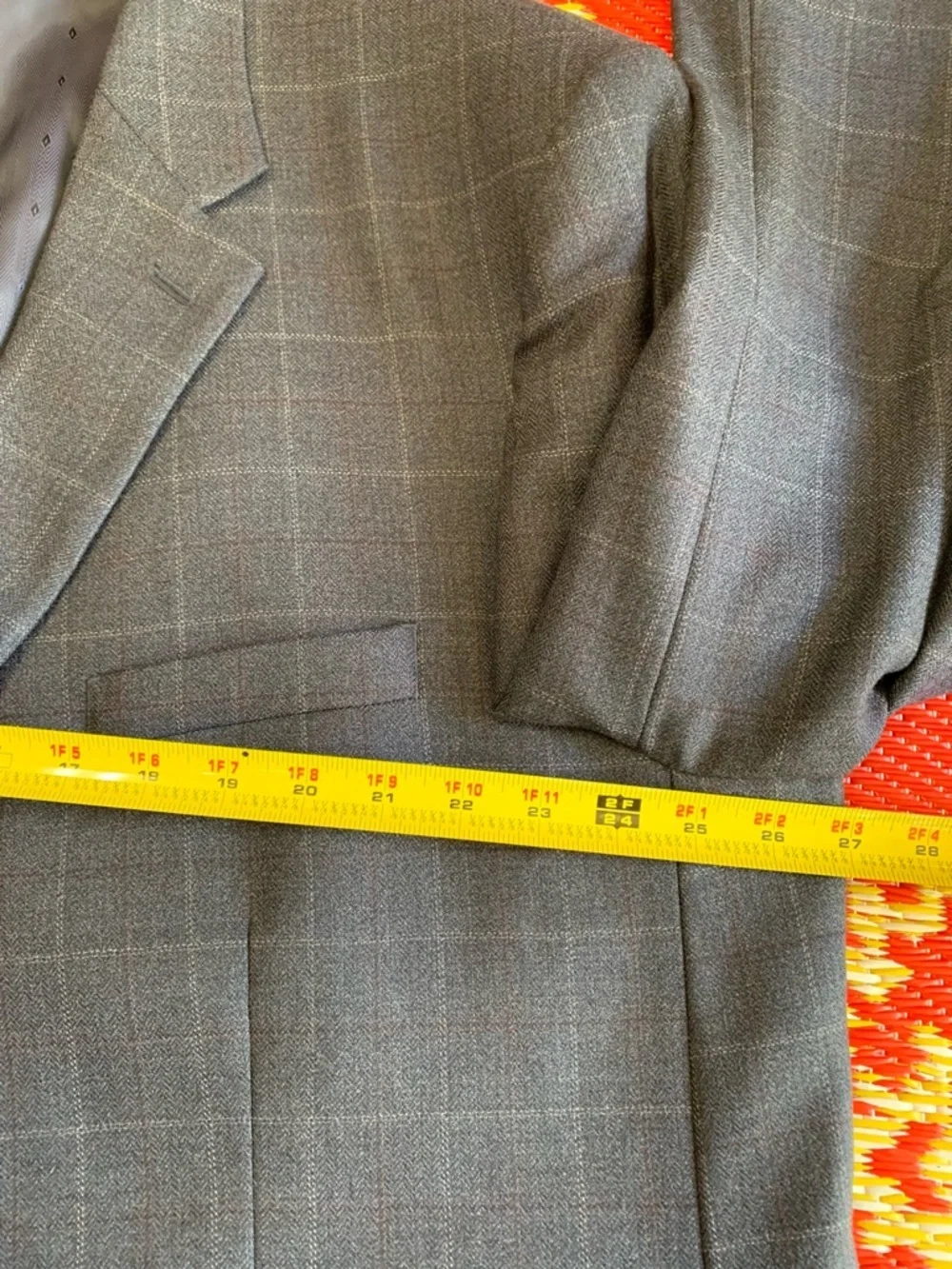 Joseph & Feiss 100% Wool Gray Windowpane Plaid Sport Coat‎ Blazer Jacket SZ 52R